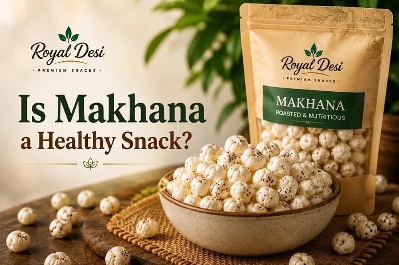 Roasted makhana fox nuts served in a bowl as a light Indian snack